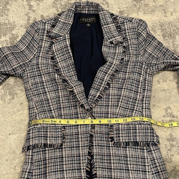 New Laundry by Shelli Segal Tweed Blazer with Fringe Detail Jacket Sz XS - Picture 11 of 16